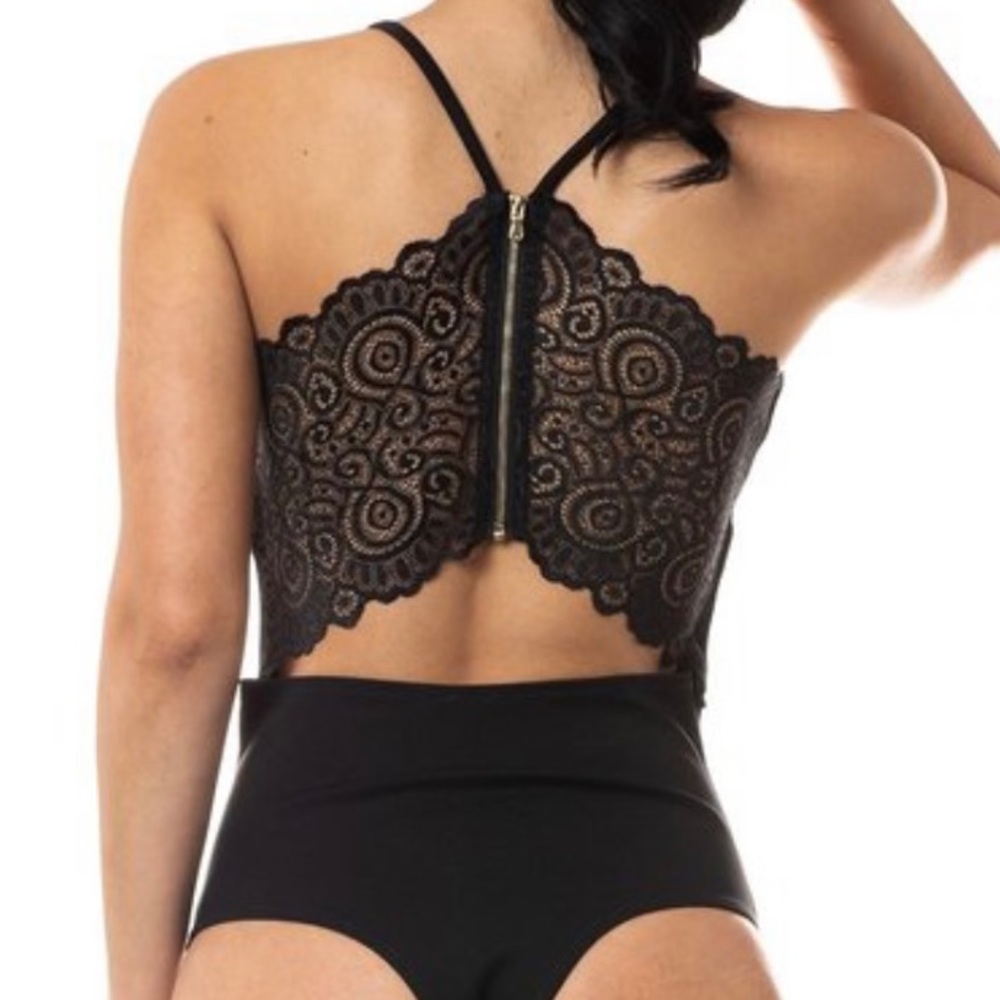 Black lace body suit